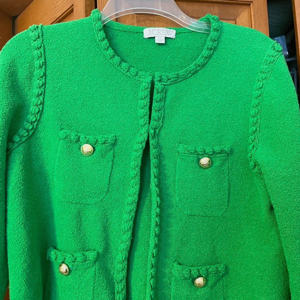 J. Crew green cardigan.  Size medium